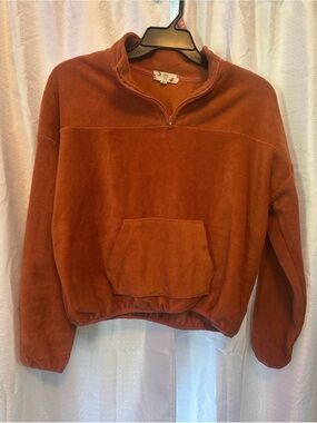 Hippie Rose Zip-Up Fleece in Rust Orange